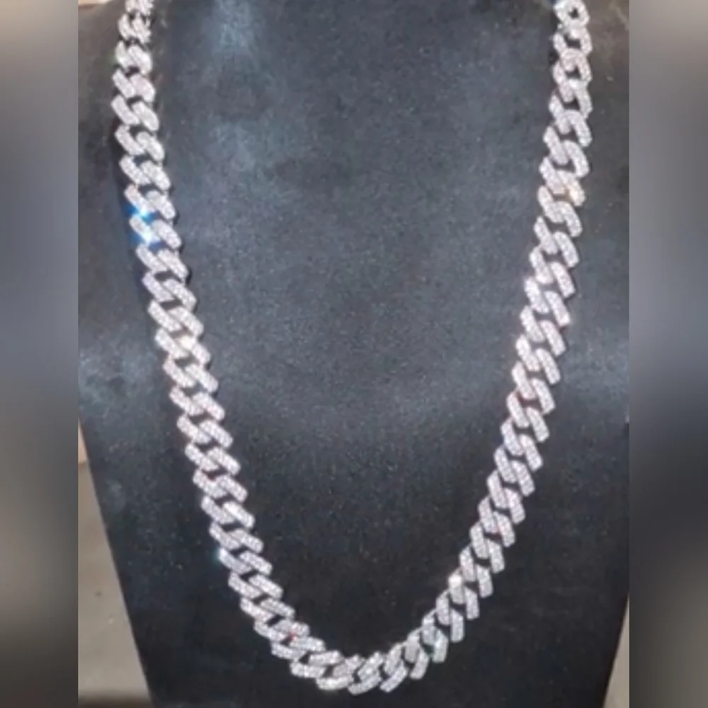 24” Silver Plated Iced Out Cuban Link Chain 14mm Thick Fully Blinged Necklace24”